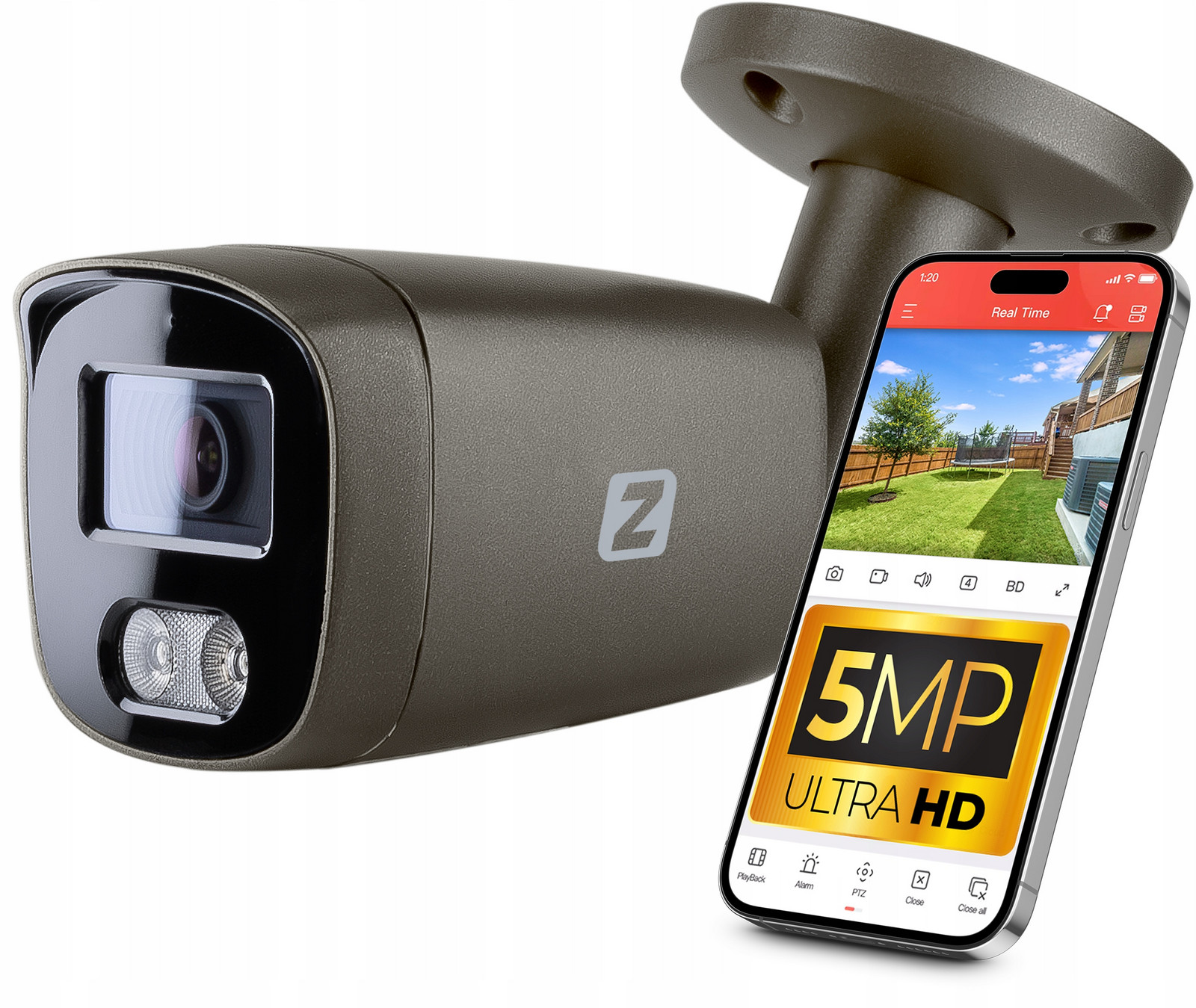 Ip kamera pro PoE monitoring 5MPx 2.8mm Audio, IP67 Tubová Šedá