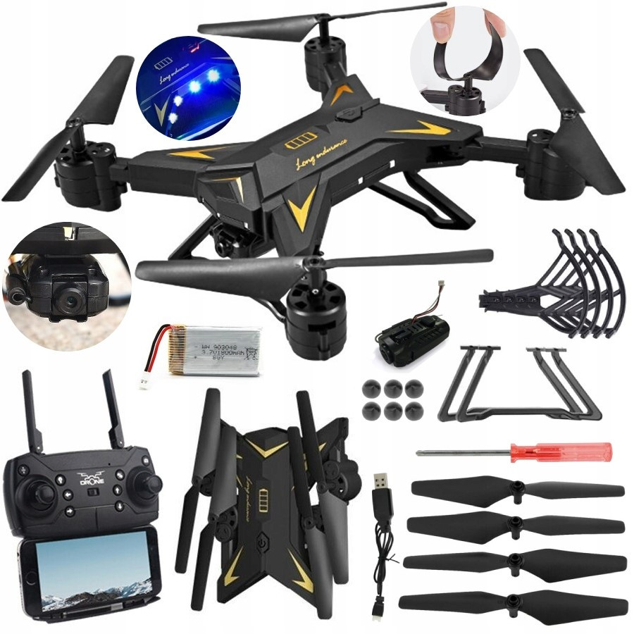 Dron Kamera Quadrocopter Hd Gyroskop Velký 150M Závěs Krytu Android Hračka