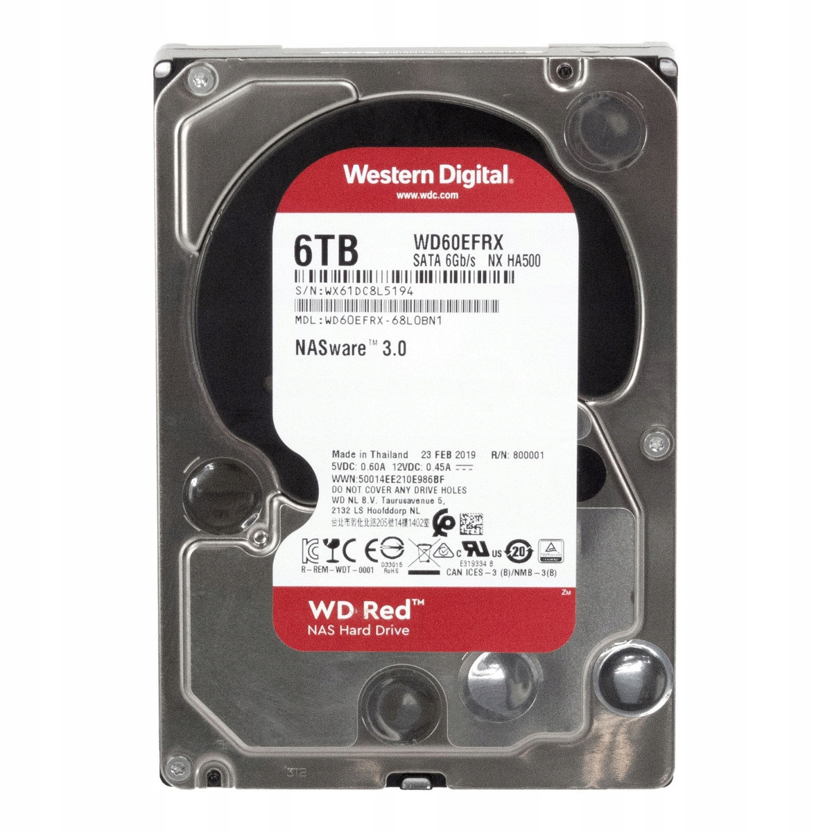 Wd Red 6TB 5,4K 64MB Sata III 3,5'' WD60EFRX Nx HA500 NASware 3.0