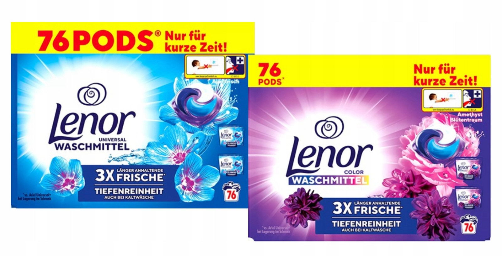 Kapsle na praní Lenor Universal a Amethyst na barvu a bílou 152ks