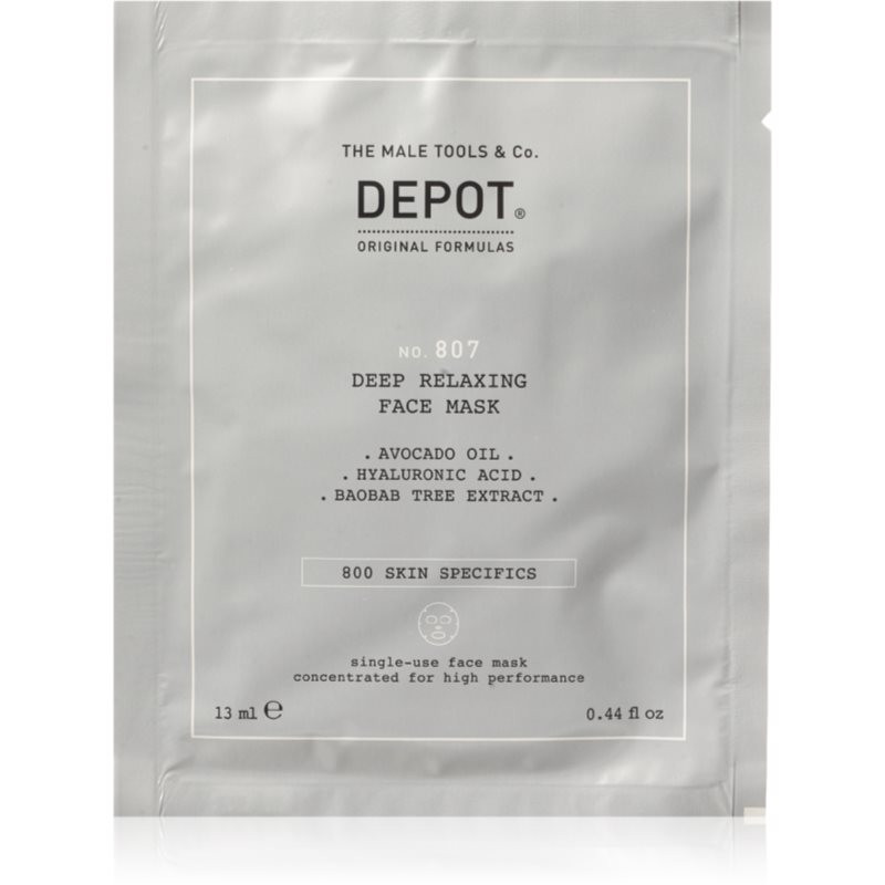 Depot No. 807 Deep Relaxing Face Mask zklidňující a hydratační maska pro muže 13 ml