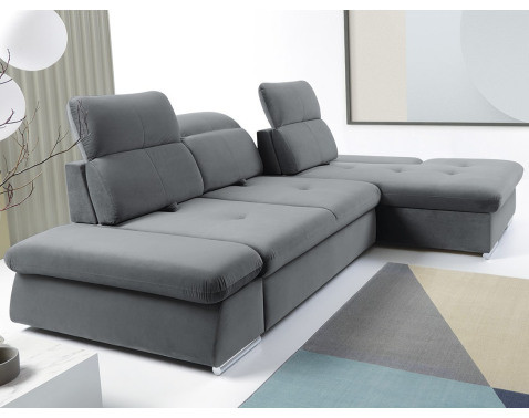 Rohová sedací souprava Focus, ocelově šedá látka, pravý roh