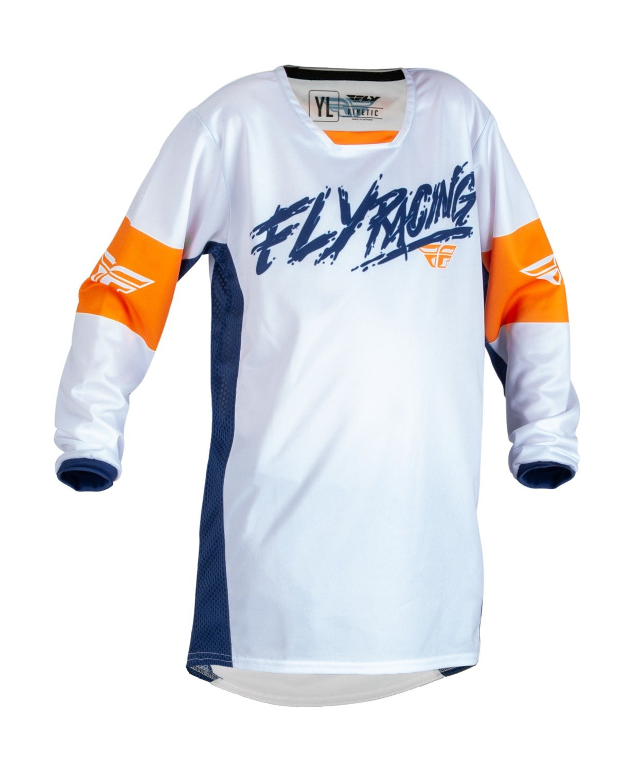 FLY Racing Youth KINETIC Khaos 2023 White/Navy/Orange YL