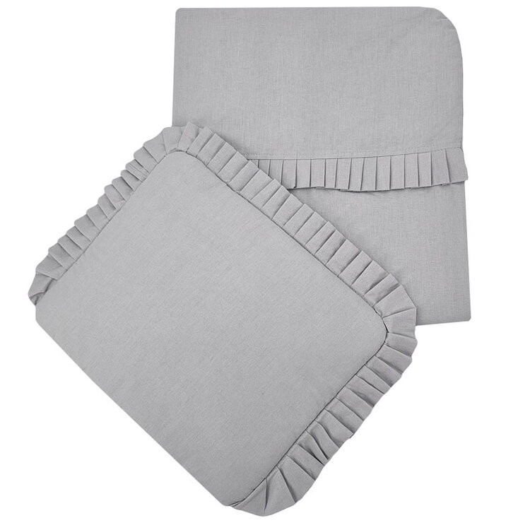 FEEDO Set do kočárku a postýlky s volánky Light Grey 30x35 cm , 85x75 cm