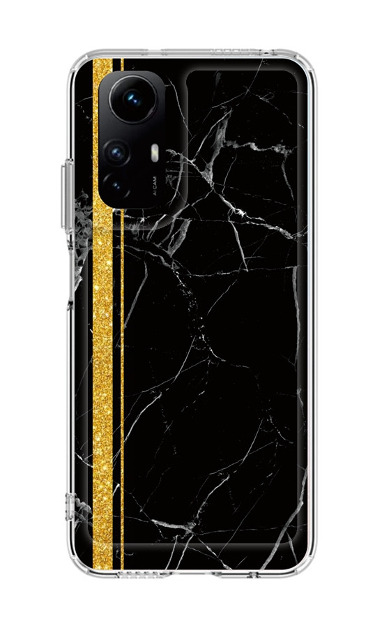 Kryt STYLE TopQ Xiaomi Redmi Note 12S pevný Mramor černo-zlatý 122833
