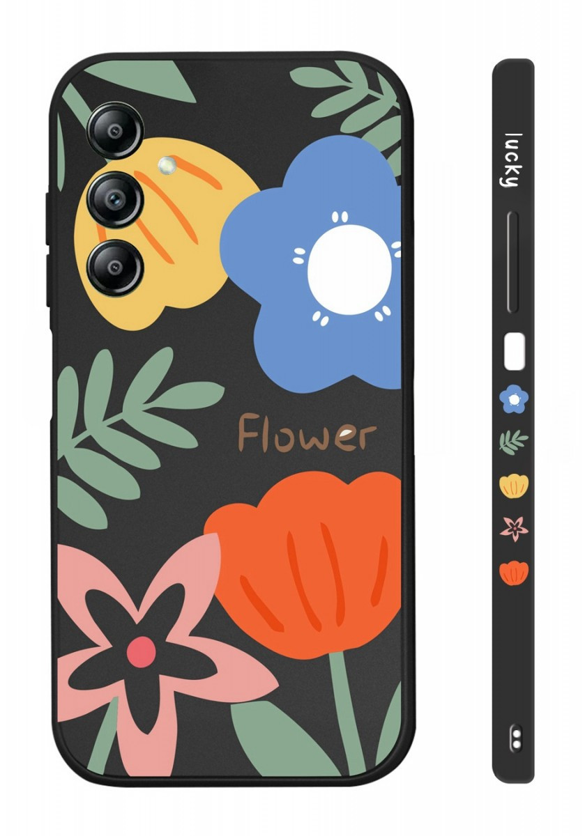 Kryt TopQ Design Samsung A34 Malované květy černý 121570