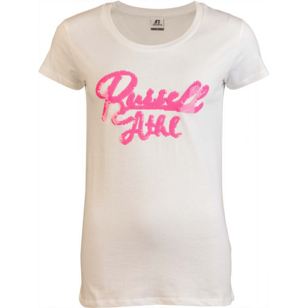 Russell Athletic SEQUINS S/S  CREWNECK TEE SHIRT Dámské tričko, bílá, velikost