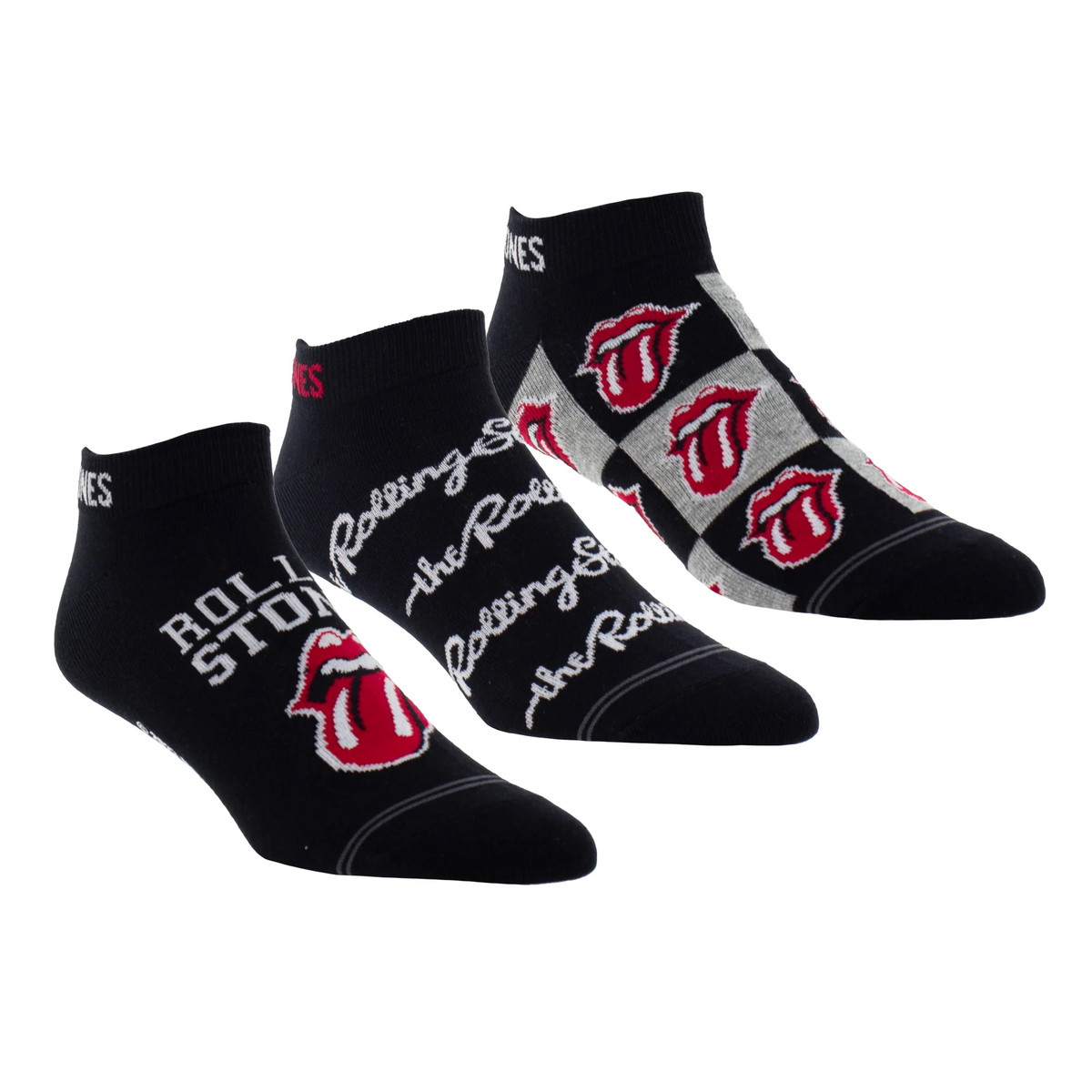 ponožky (set 3 párů) THE ROLLING STONES - COLLEGIATE TONGUES - BLACK - PERRI'S SOCKS 40-46