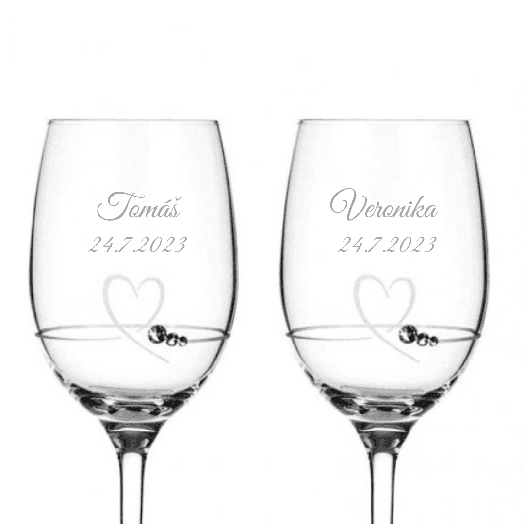 Dekorant svatby Svatební sklenice na bílé víno se Swarovski krystaly Petit Heart 240 ml 2KS