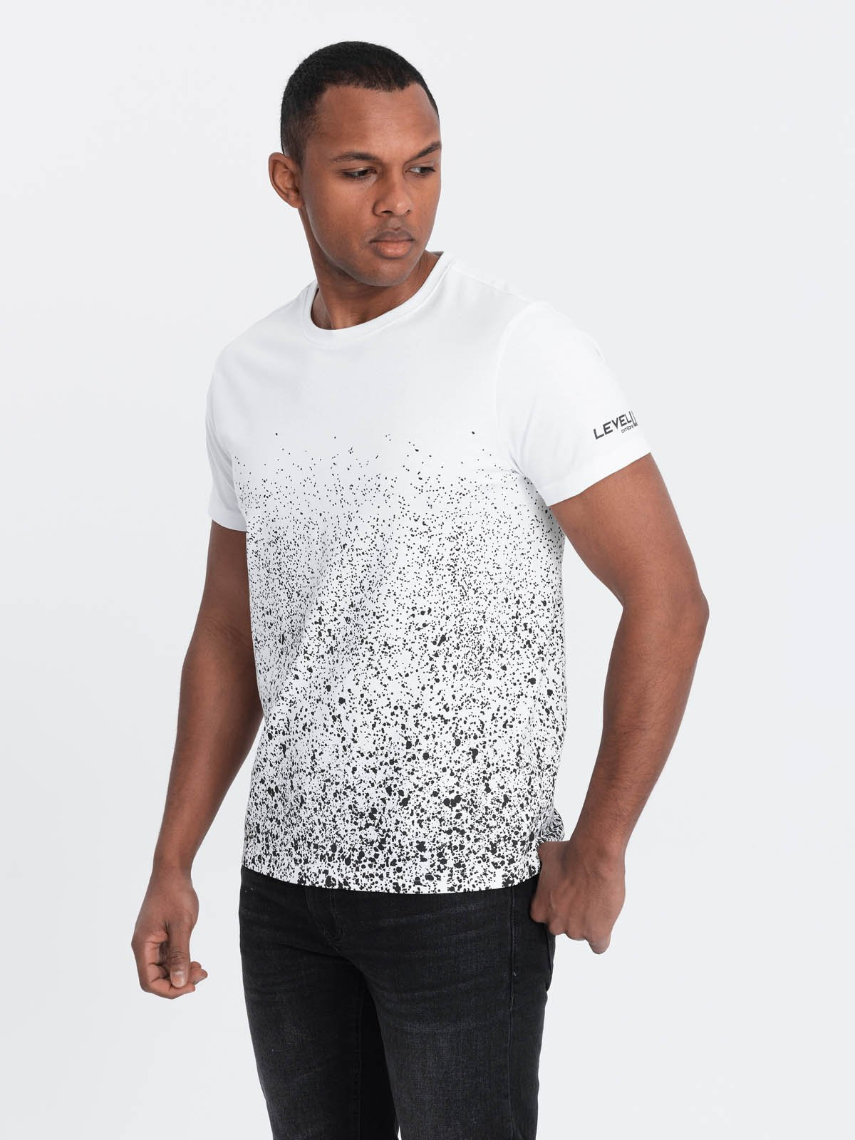 Ombre Men's cotton t-shirt with gradient print - white