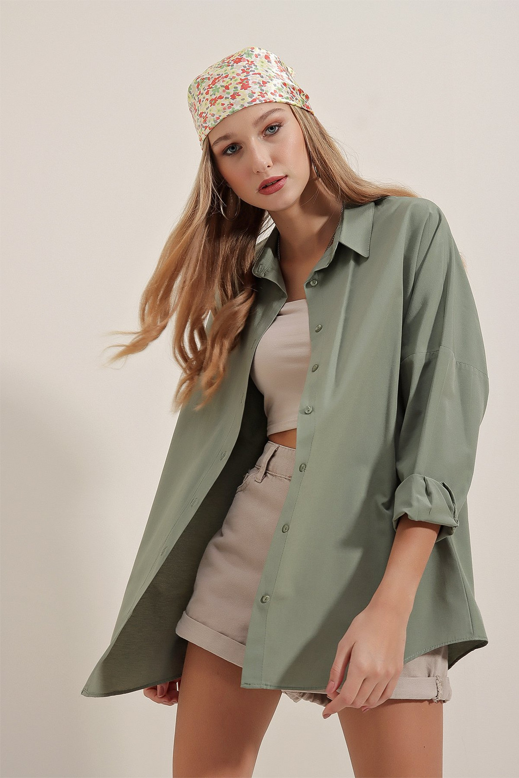 Bigdart 3900 Oversize Basic Long Shirt - Khaki