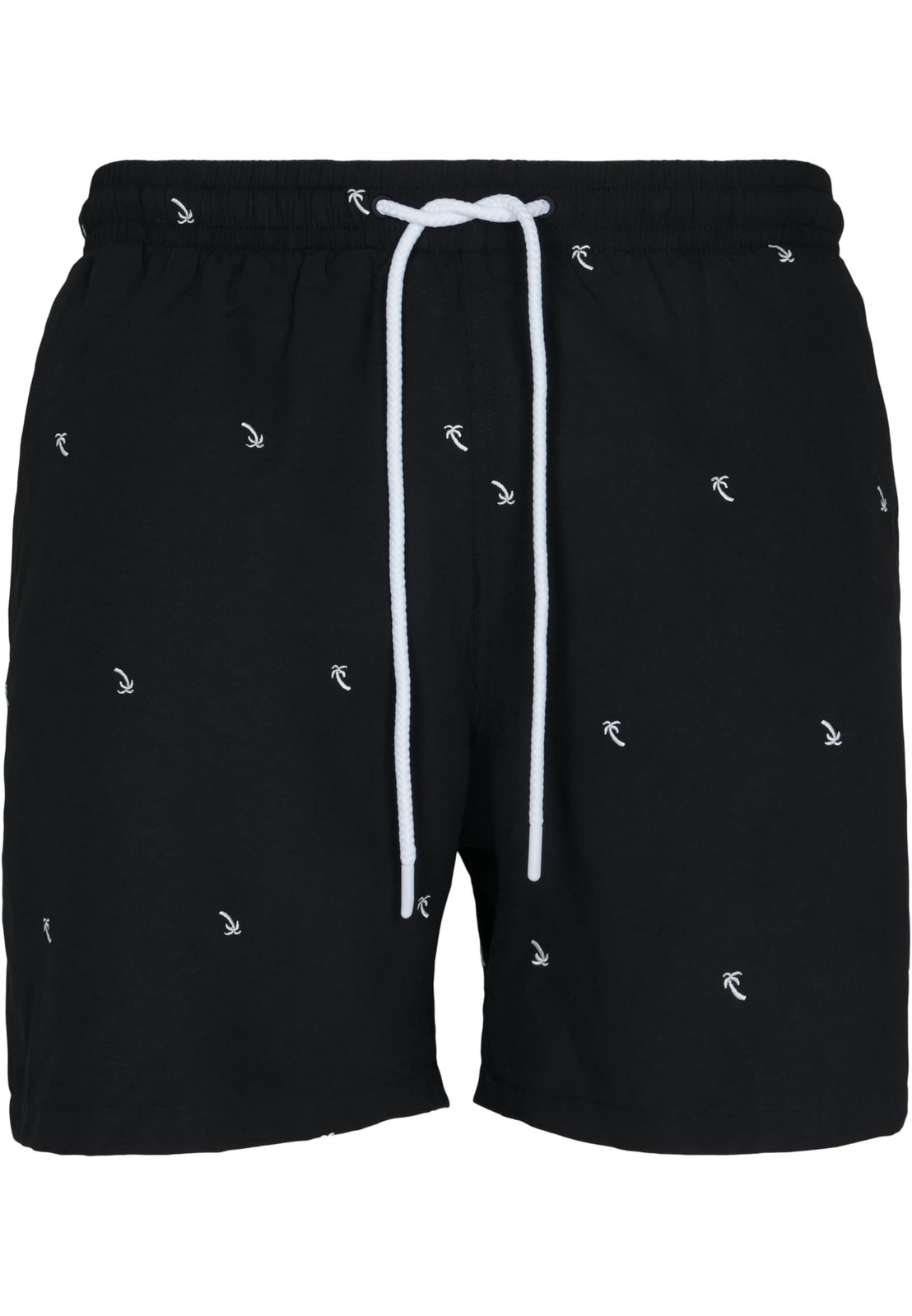 Černé/palmové plavkové šortky s výšivkou