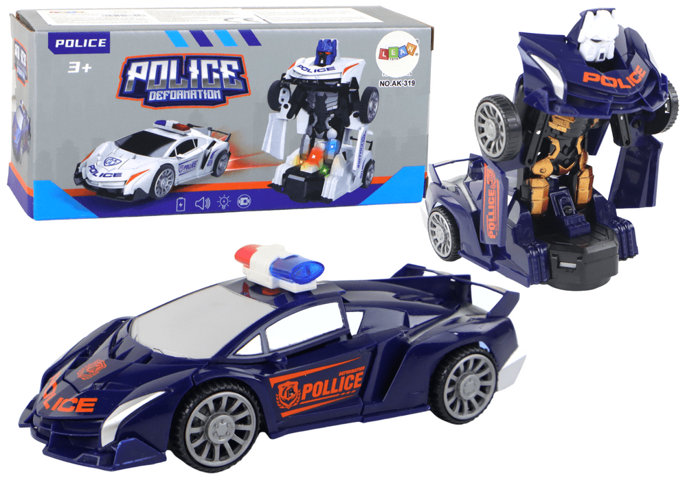 mamido Policejní Auto Robot 2v1 Transformers modré