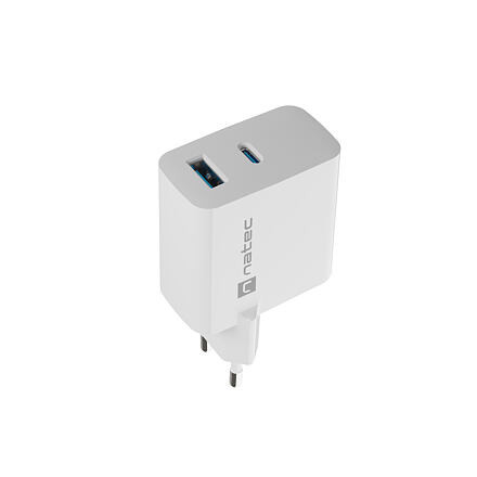 Univerzální USB nabíječka Natec RIBERA GaN 45W, 1X USB-A, 1X USB-C, bílá NUC-2142