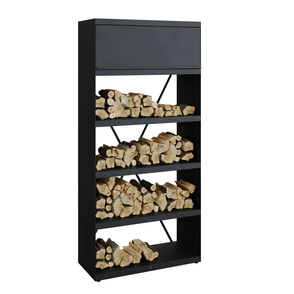 Vysoký regál na dřevo OFYR Wood Storage Black 100