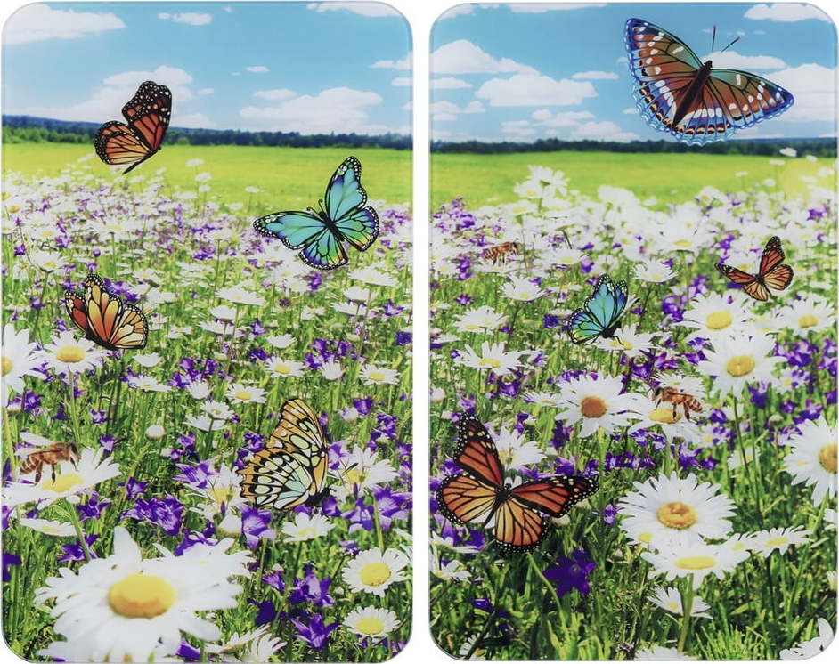 Kryty na sporák z tvrzeného skla v sadě 2 ks 52x30 cm Summer Meadow – Maximex