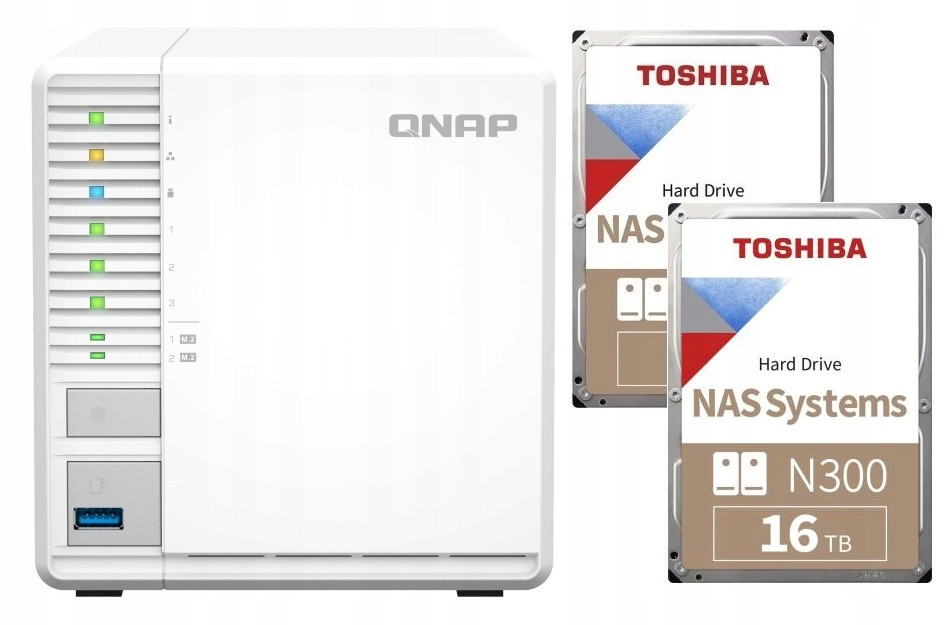 Nas server Qnap TS-364-8G 2x 16TB Toshiba N300