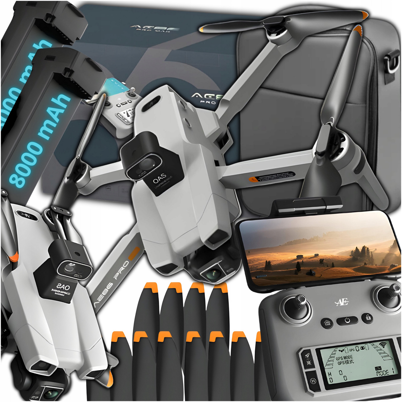 Dron Vyhýbání Překážkám Ultra Combo Kamera 8K Wifi Dosah 18km Gps Set