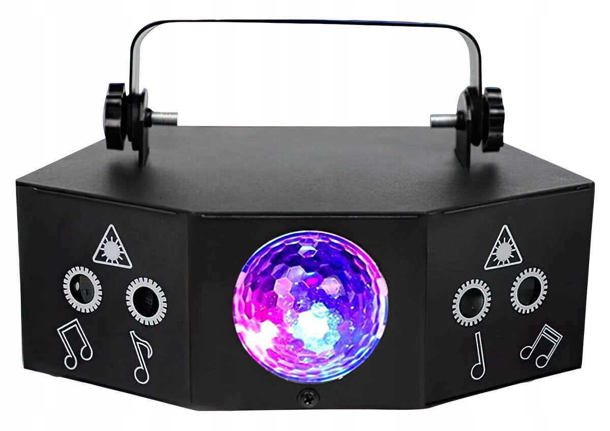 Diskotékový laser Led disco koule projektor MusicMate 4eys stroboskop