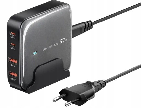 Toocki Rychlé Síťové Nabíjení GaN Pro 2x Usb-c 2x Usb 67W