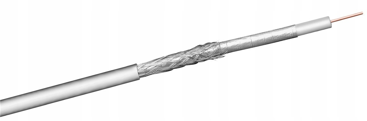 Anténní koaxiální kabel 2x Ccs stínění bílý 100m