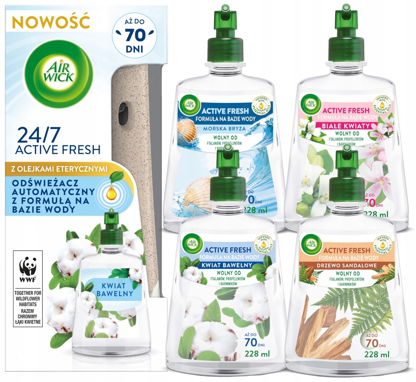 Air Wick Sada Active Fresh Osvěžovač vzduchu difuzér náplň 5x 228 ml