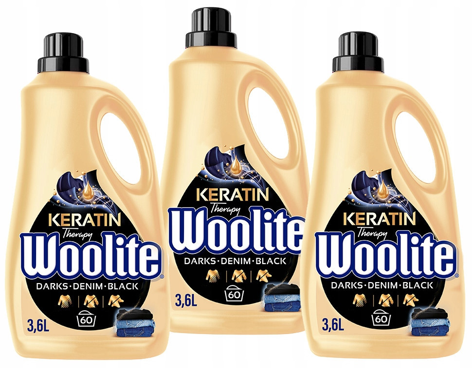 Sada Woolite Dark Tekutý prací prostředek černý 3 x 3,6 l