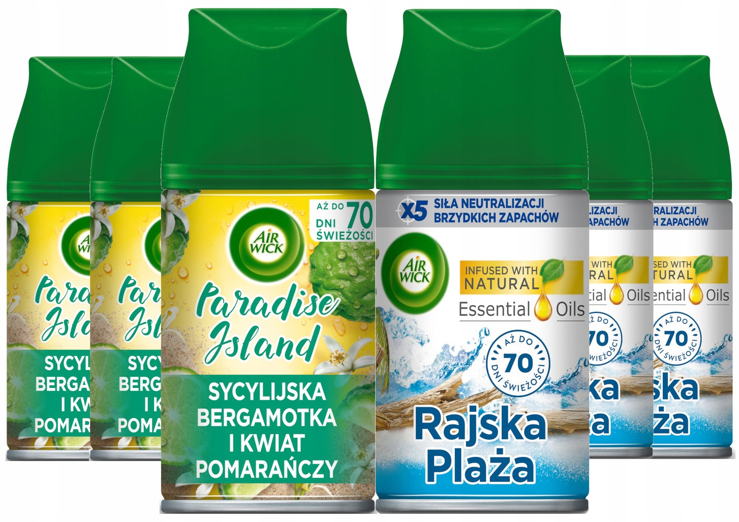 Sada Air Wick Freshmatic Bergamotka a Rajská pláž náplň 6 x 250 ml