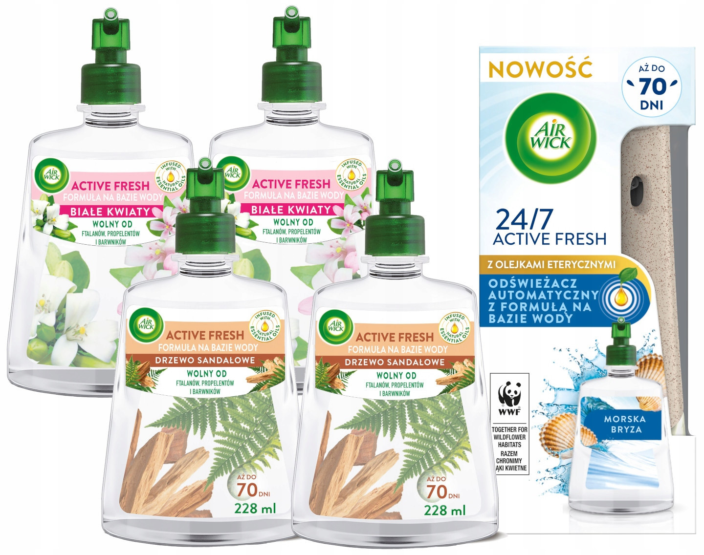 Air Wick Active Fresh Osvěžovač Moře Bryza komplet 5 x náplň 228 ml