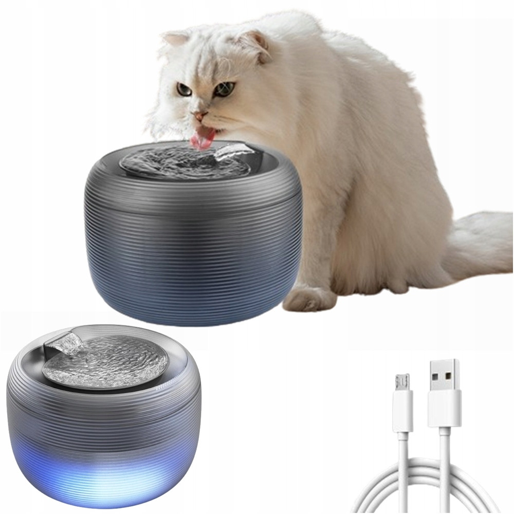 Napáječka Miska Napáječka Tichá Fontána Pro Kočky Psa 2,5L Led S Filtrem