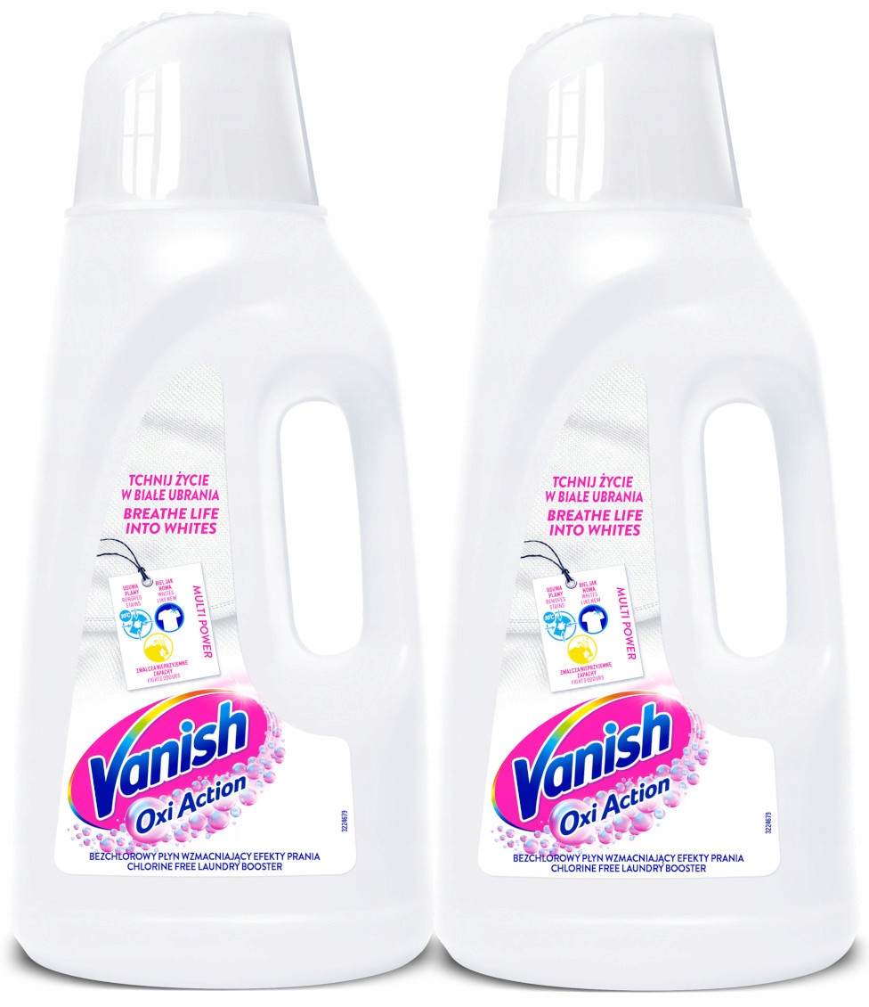 Sada Vanish Oxi Action White tekutý odstraňovač skvrn na bílé 2 x 2 l