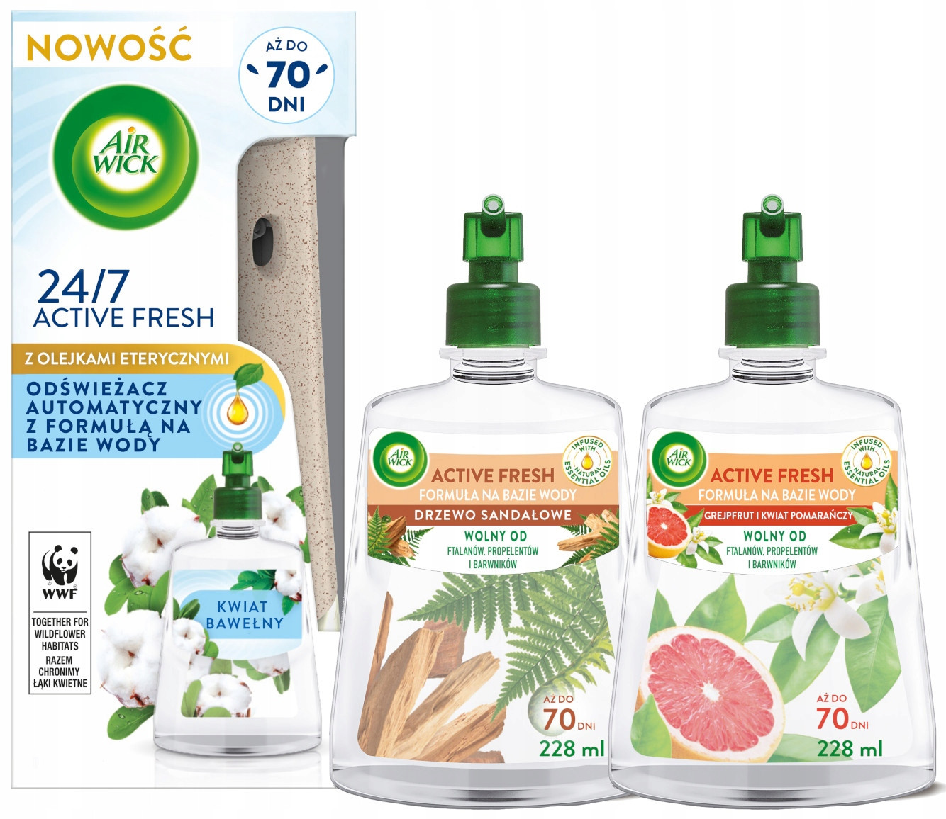 Sada Air Wick Active Fresh osvěžovač Květ Bavlna set 3 náplně