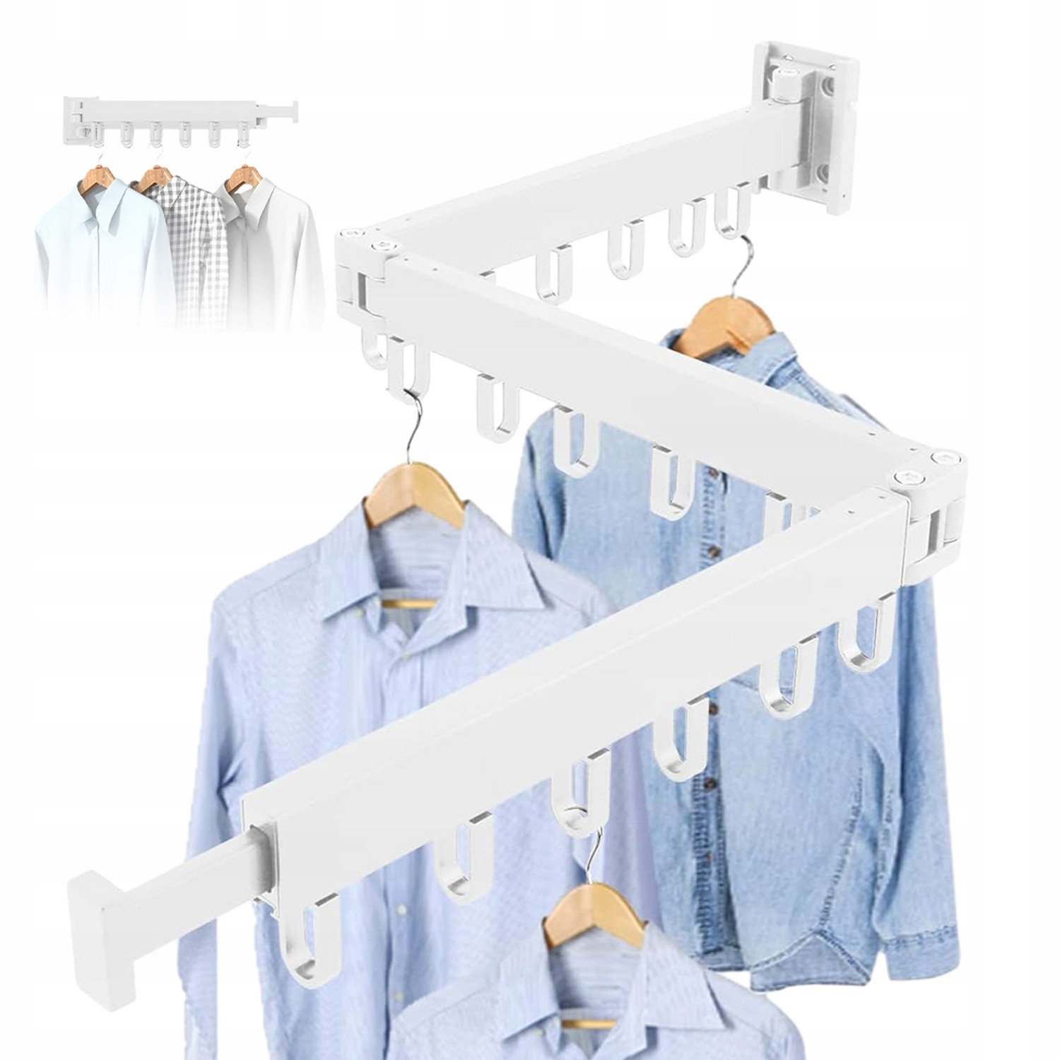 Výsuvný Věšák Na Šaty Pro Montáž Na Stěnu Skládací Do Tří Částí