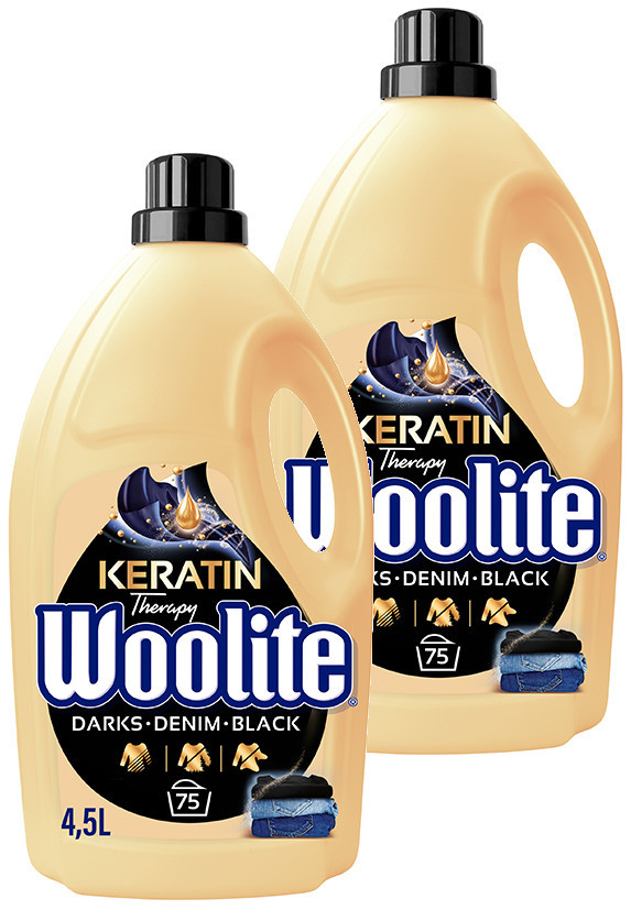 Sada Woolite Dark Tekutý prací prostředek černý s keratinem 2 x 4,5 l 150 praní