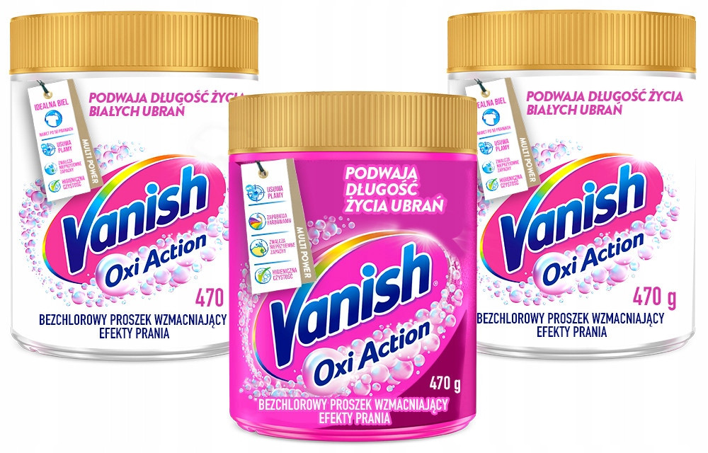 Vanish Oxi Action odstraňovač skvrn prášek 2 x bílá a 1 x barva 1,4 kg