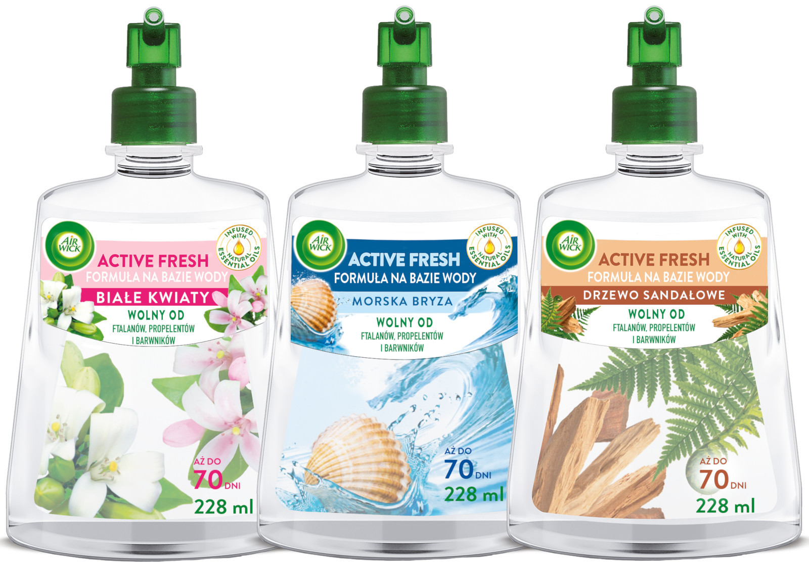 Sada Air Wick Active Fresh Mořská Bryza White Flowers náplň 3x 228 ml