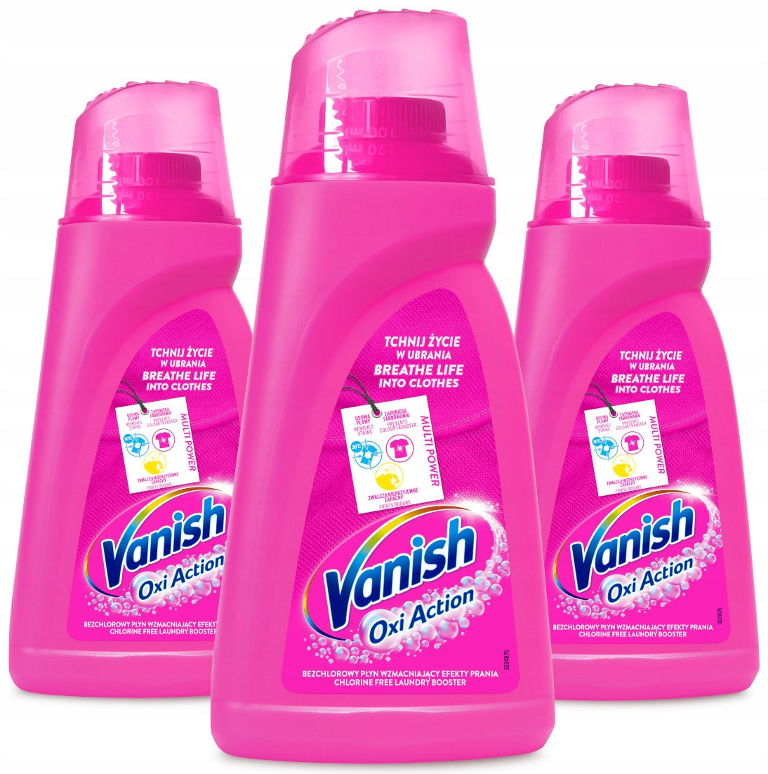 Sada Vanish Oxi Action Pink tekutý odstraňovač skvrn na barvu a bílou 3 x 1 l