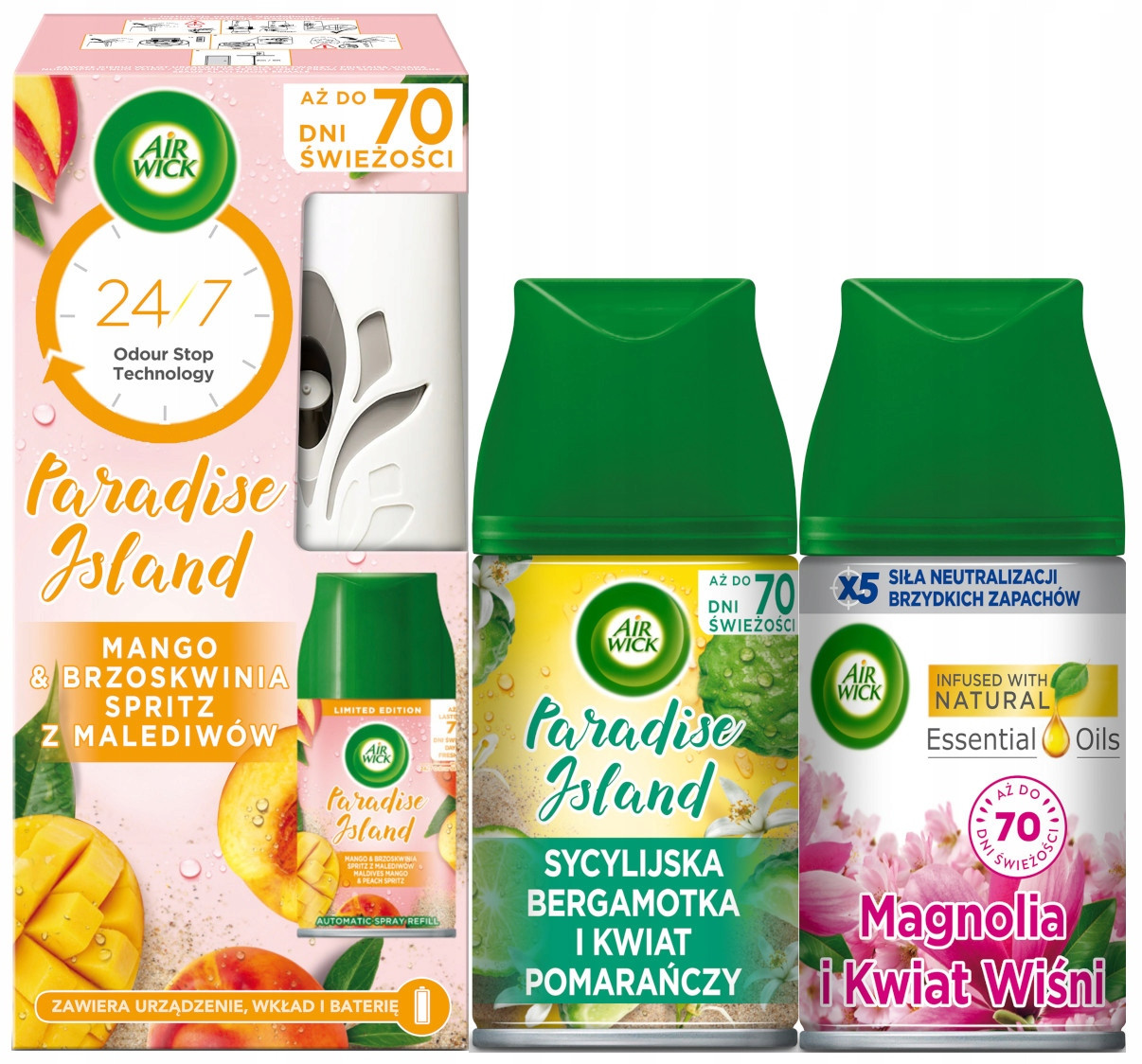 Sada Air Wick Freshmatic Osvěžovač Broskev difuzér 3x náplň 250ml