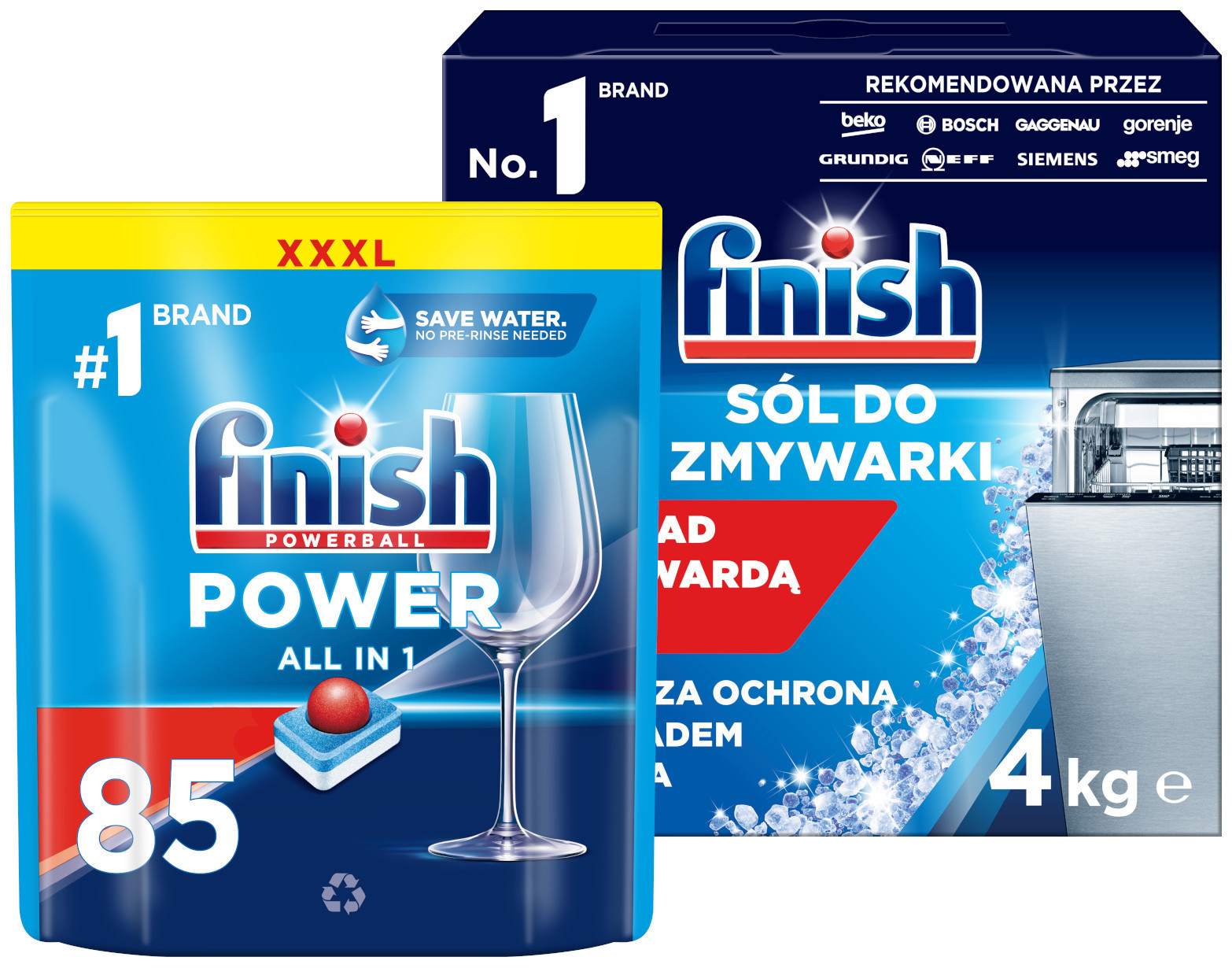 Finish Sada Power All in One Kapsle 85 kusů Sůl do myčky 4 kg