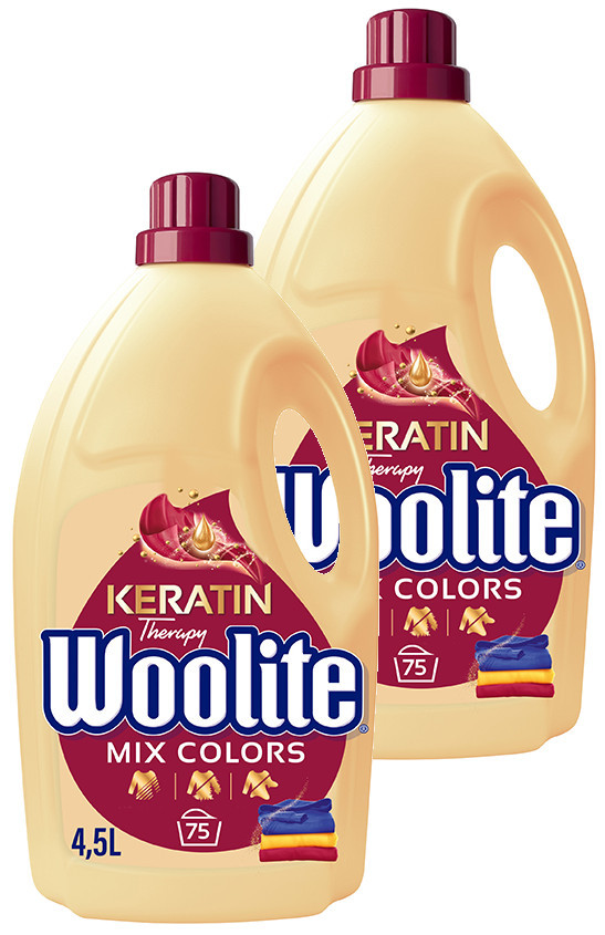 Sada Woolite Color Tekutý prací prostředek s keratinem 2 x 4,5 l 150 praní