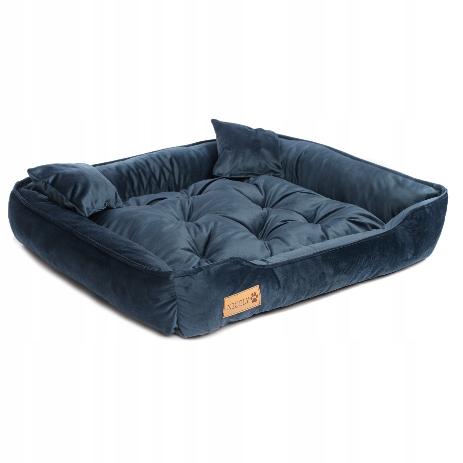 Velký pelíšek velurový pelíšek pro psa gauč poslání L Nicely tmavě modrá 80x65 cm