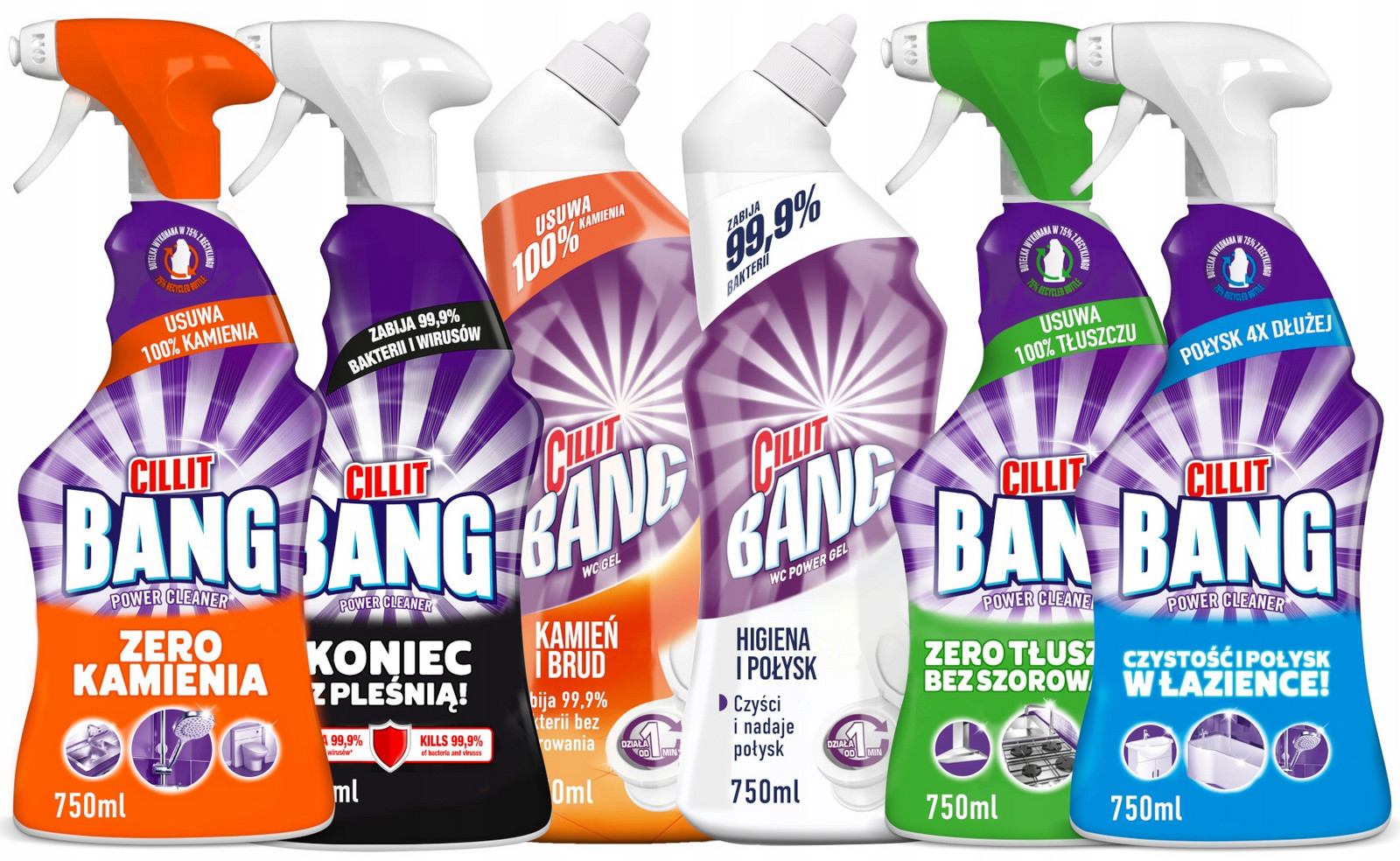 Cillit Bang Spray Úklidová sada Pěna do kuchyně koupelna 6 kusů