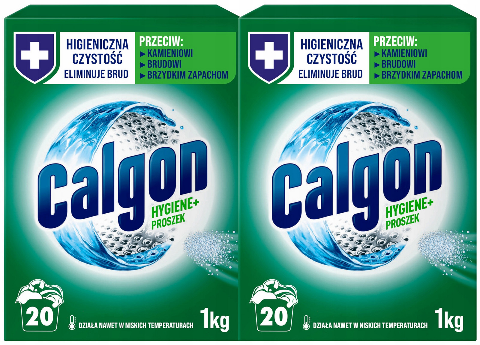 Sada Calgon Hygiene Plus Odvápňovač pro čištění pračky 2 x 1 kg