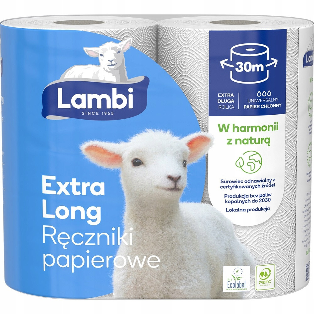 Papírové ručníky Lambi Extra Long 2 extra dlouhé role 136 listů