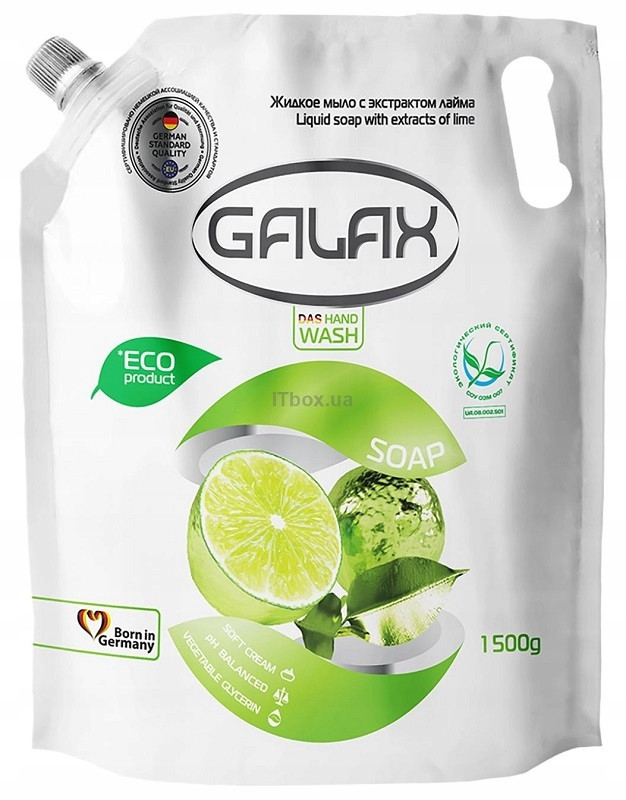Tekuté mýdlo Galax antibakteriální s extraktem z Limetky zásoba 1500g