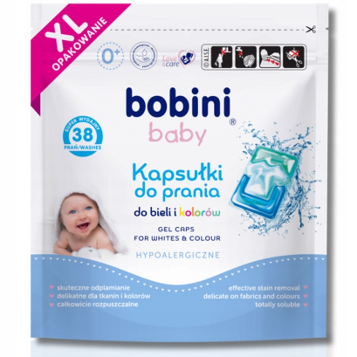 Bobini Baby Kapsle na praní pro děti Hypoalergenní Bílá Barva 38 ks