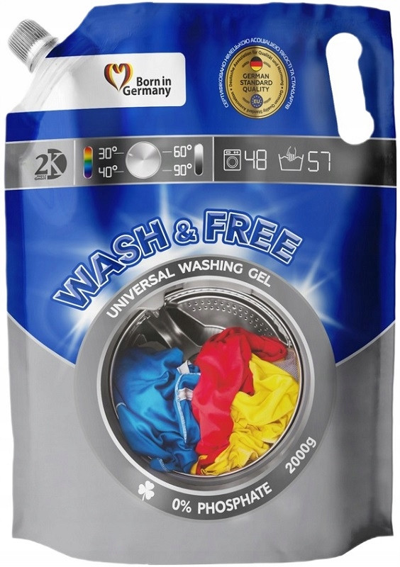 Gel na praní Univerzální Wash&Free zásoba 2kg 48 praní