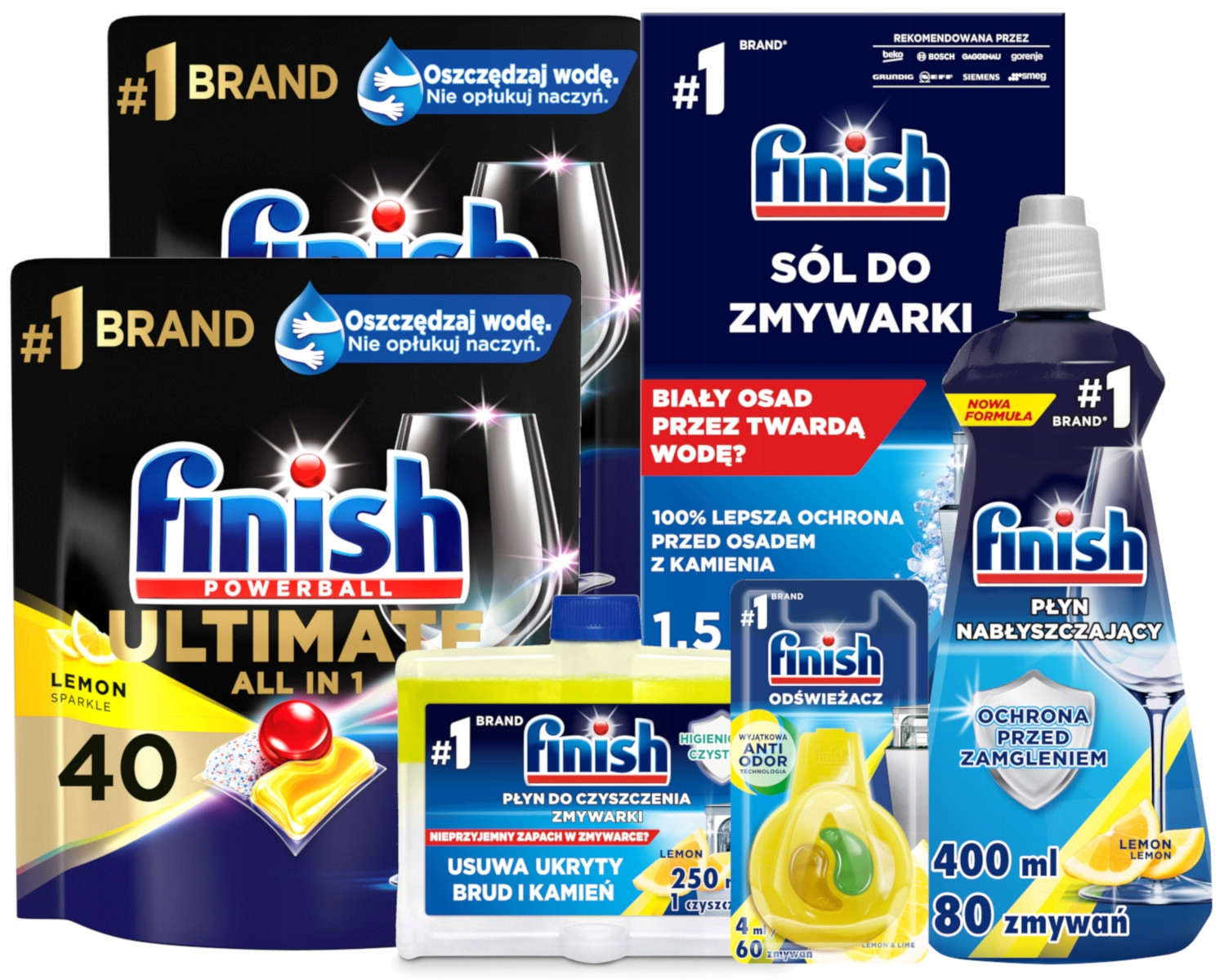 Sada Finish Ultimate All in One Kapsle 2 x 40 kusů doplňky