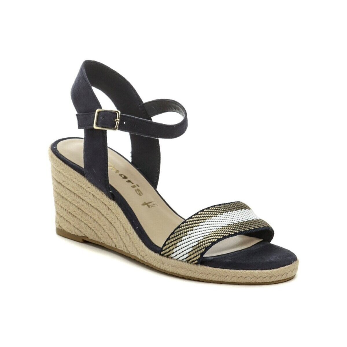 Tamaris  1-28329-42 navy dámské sandály na klínku  Béžová
