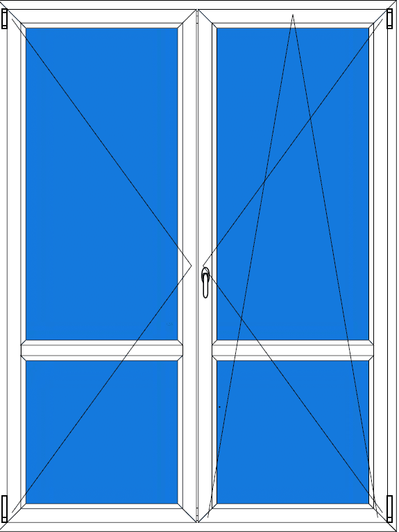 EKOSUN Balkónové dveře 170x210 | Dvoukřídlé bez sloupku (štulp) dělené | bluEvolution 82 | Trojsklo BARVA PROFILU: Bílá - Bílá